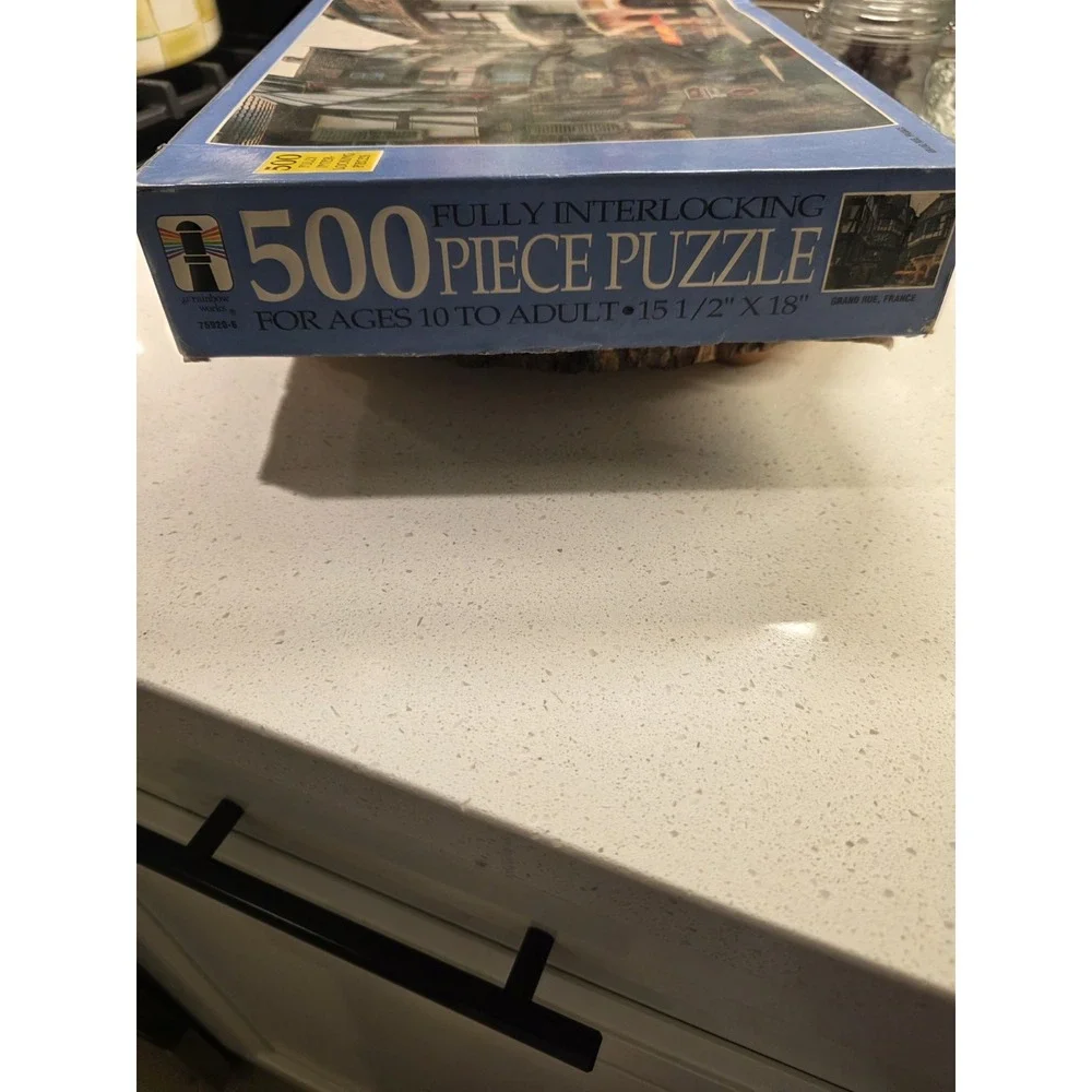 Vintage Rainbow Works: Grand Rue, France 500 Piece Full Interlocking Puzzle Open
